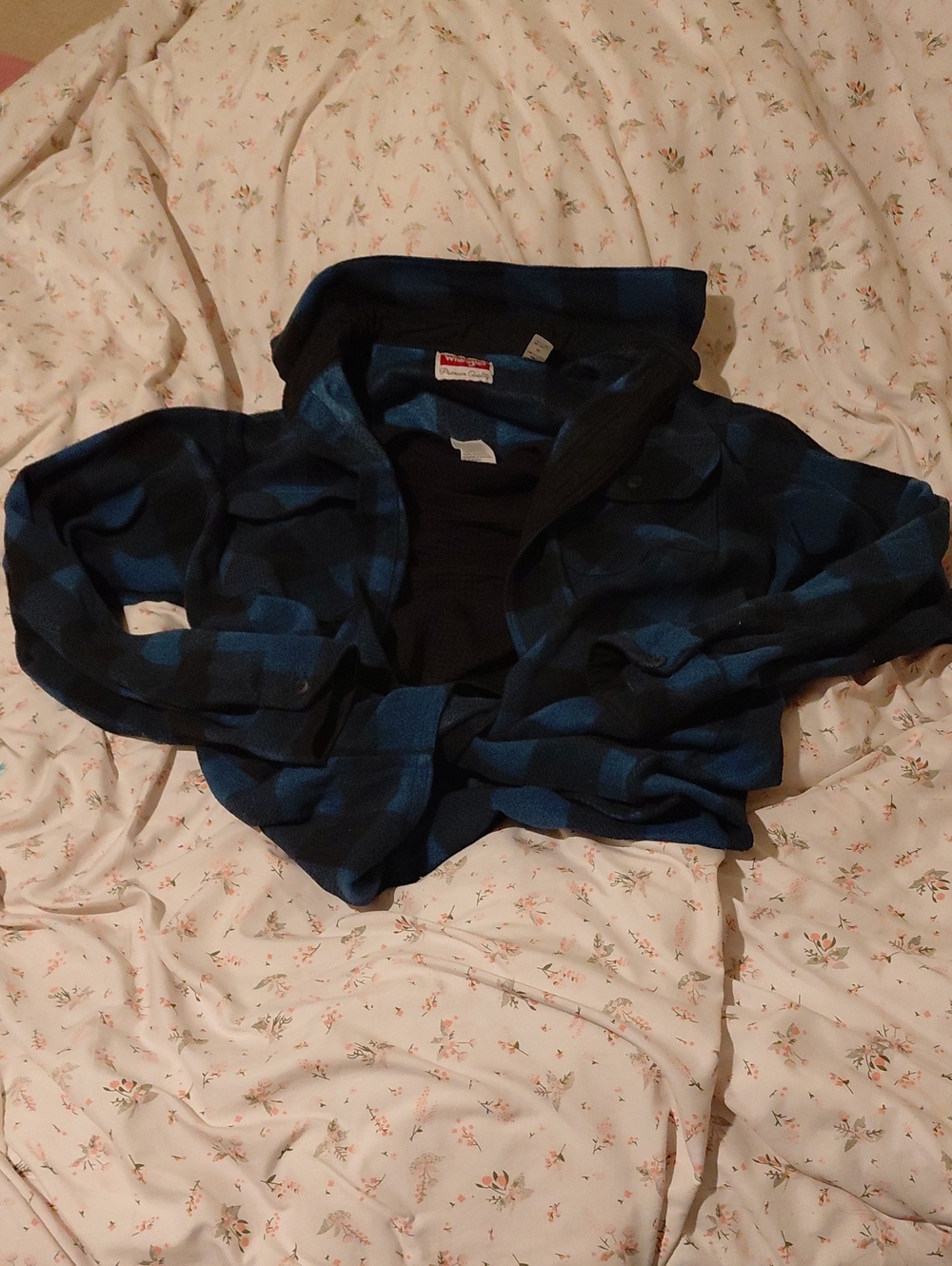 Wrangler Blue and Black Check Button-Front Flannel Shirt